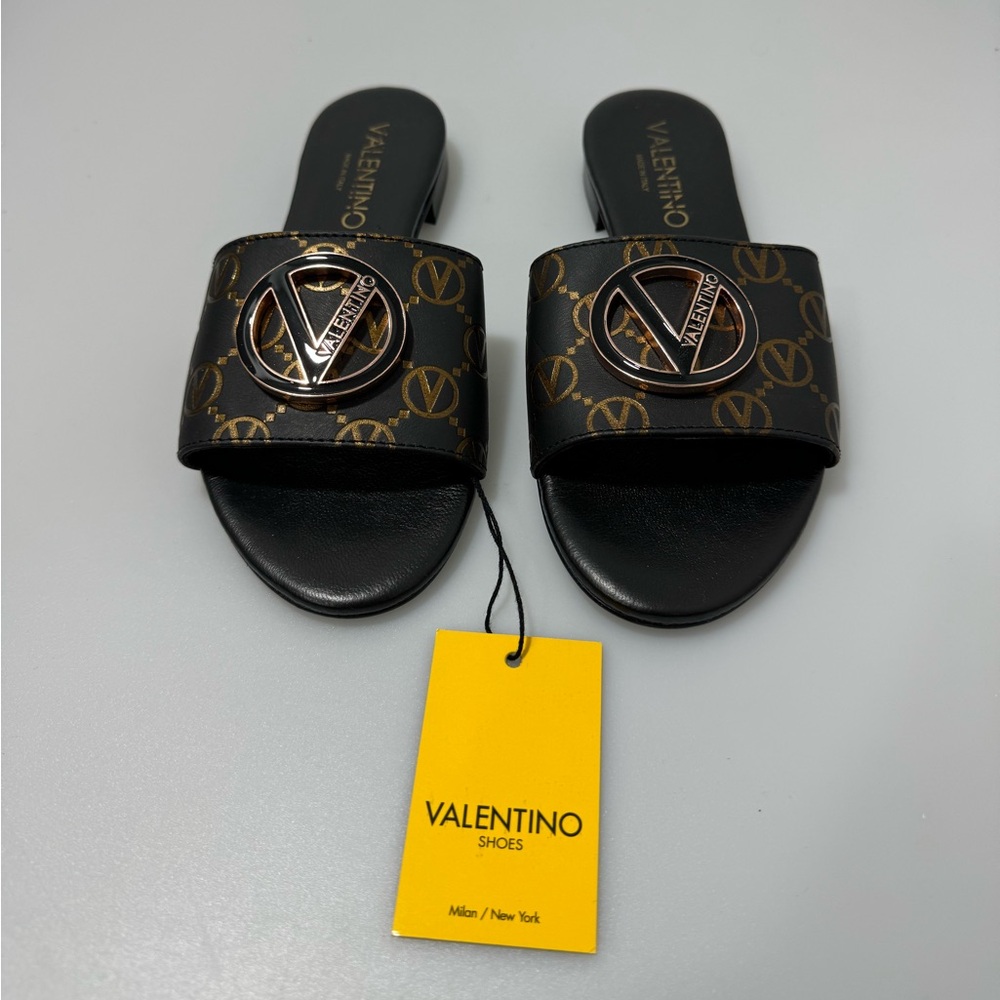Valentino Carrie Logo Open Toe Sandals Black Women’s 6